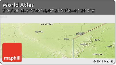 Physical Panoramic Map of the Area around 2° 48' 4" N, 40° 52' 30" E