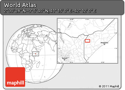 Blank Location Map of the Area around 2° 48' 4" N, 41° 43' 30" E
