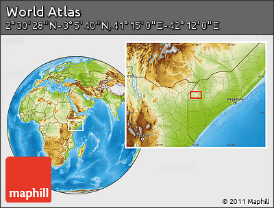 Physical Location Map of the Area around 2° 48' 4" N, 41° 43' 30" E