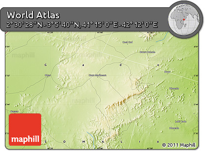 Physical Map of the Area around 2° 48' 4" N, 41° 43' 30" E