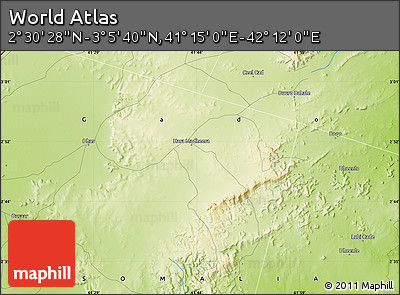 Physical Map of the Area around 2° 48' 4" N, 41° 43' 30" E