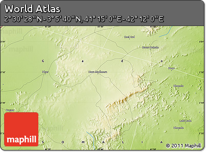 Physical Map of the Area around 2° 48' 4" N, 41° 43' 30" E