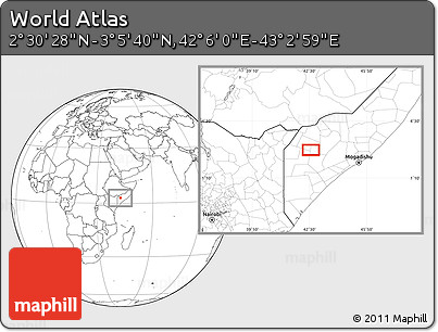 Blank Location Map of the Area around 2° 48' 4" N, 42° 34' 30" E