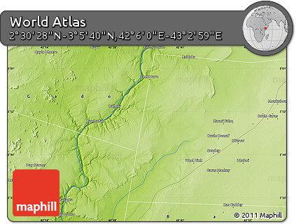 Physical Map of the Area around 2° 48' 4" N, 42° 34' 30" E