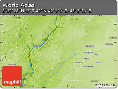Physical Map of the Area around 2° 48' 4" N, 42° 34' 30" E