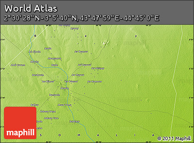 Physical Map of the Area around 2° 48' 4" N, 44° 16' 29" E