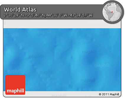 Physical 3D Map of the Area around 2° 48' 4" N, 44° 7' 30" W