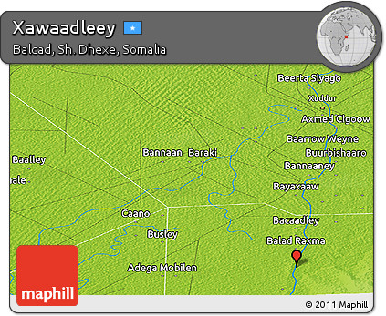 Physical Panoramic Map of Xawaadleey