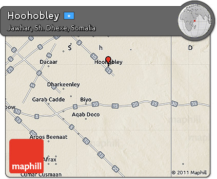 Shaded Relief Map of Hoohobley