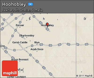 Shaded Relief Map of Hoohobley