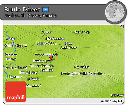 Physical Panoramic Map of Buulo Dheer