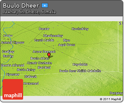 Physical Panoramic Map of Buulo Dheer