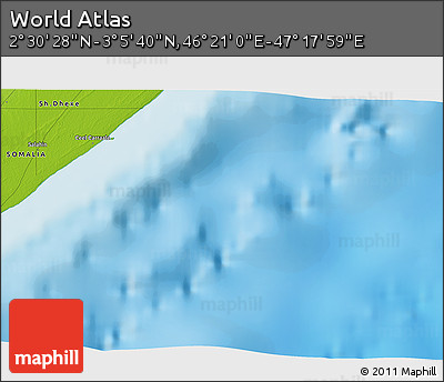 Physical 3D Map of the Area around 2° 48' 4" N, 46° 49' 30" E