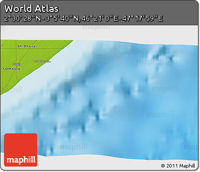Physical 3D Map of the Area around 2° 48' 4" N, 46° 49' 30" E