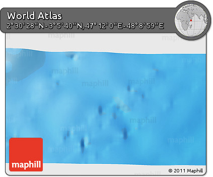 Shaded Relief 3D Map of the Area around 2° 48' 4" N, 47° 40' 29" E