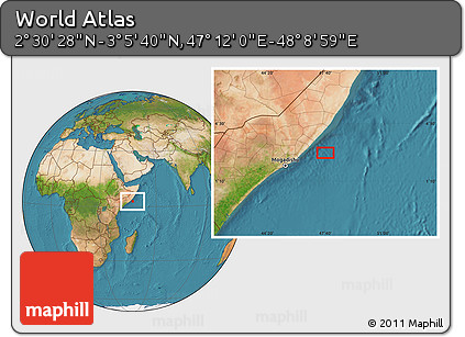 Satellite Location Map of the Area around 2° 48' 4" N, 47° 40' 29" E
