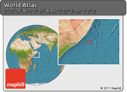 Satellite Location Map of the Area around 2° 48' 4" N, 48° 31' 29" E