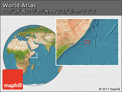 Satellite Location Map of the Area around 2° 48' 4" N, 48° 31' 29" E