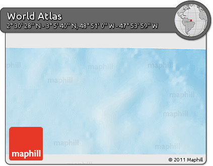 Physical 3D Map of the Area around 2° 48' 4" N, 48° 22' 30" W