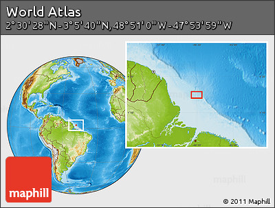 Physical Location Map of the Area around 2° 48' 4" N, 48° 22' 30" W