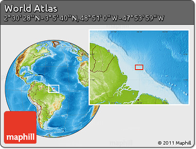 Physical Location Map of the Area around 2° 48' 4" N, 48° 22' 30" W