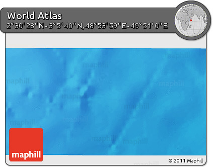 Shaded Relief 3D Map of the Area around 2° 48' 4" N, 49° 22' 30" E