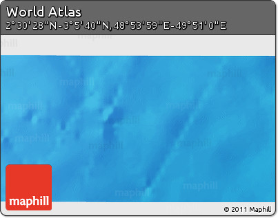 Shaded Relief 3D Map of the Area around 2° 48' 4" N, 49° 22' 30" E