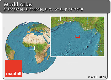 Satellite Location Map of the Area around 2° 48' 4" N, 4° 19' 30" E