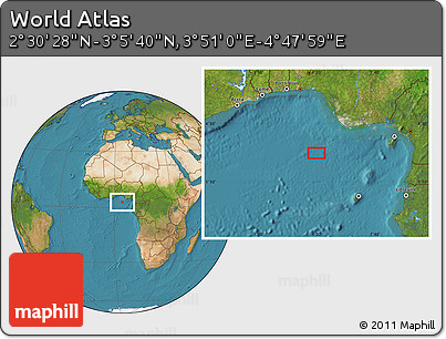 Satellite Location Map of the Area around 2° 48' 4" N, 4° 19' 30" E