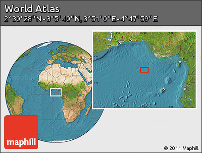 Satellite Location Map of the Area around 2° 48' 4" N, 4° 19' 30" E