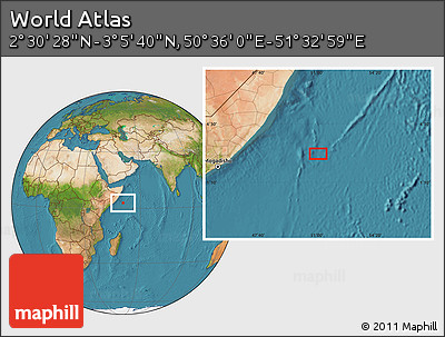 Satellite Location Map of the Area around 2° 48' 4" N, 51° 4' 30" E