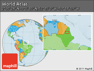 Political Location Map of the Area around 2° 48' 4" N, 51° 46' 29" W