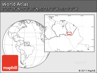Blank Location Map of the Area around 2° 48' 4" N, 53° 28' 30" W