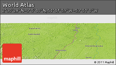 Physical Panoramic Map of the Area around 2° 48' 4" N, 54° 19' 30" W