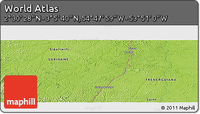 Physical Panoramic Map of the Area around 2° 48' 4" N, 54° 19' 30" W