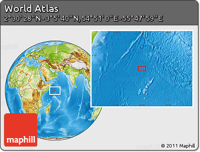 Physical Location Map of the Area around 2° 48' 4" N, 55° 19' 30" E