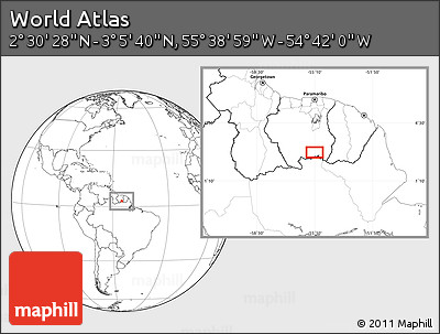 Blank Location Map of the Area around 2° 48' 4" N, 55° 10' 29" W