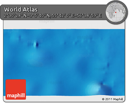 Shaded Relief 3D Map of the Area around 2° 48' 4" N, 56° 10' 29" E