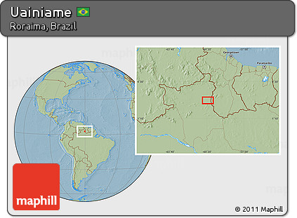 Savanna Style Location Map of Uainiame, hill shading