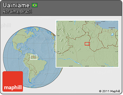 Savanna Style Location Map of Uainiame, hill shading