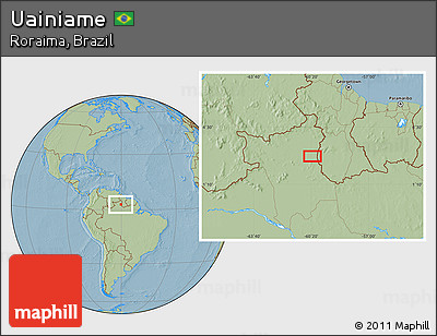 Savanna Style Location Map of Uainiame, hill shading
