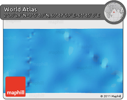 Shaded Relief 3D Map of the Area around 2° 48' 4" N, 61° 16' 29" E