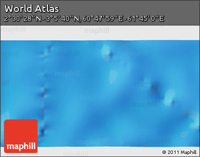 Shaded Relief 3D Map of the Area around 2° 48' 4" N, 61° 16' 29" E