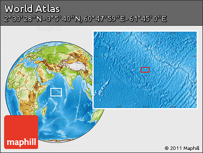 Physical Location Map of the Area around 2° 48' 4" N, 61° 16' 29" E