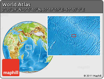 Physical Location Map of the Area around 2° 48' 4" N, 61° 16' 29" E