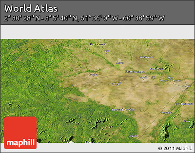 Satellite 3D Map of the Area around 2° 48' 4" N, 61° 7' 30" W