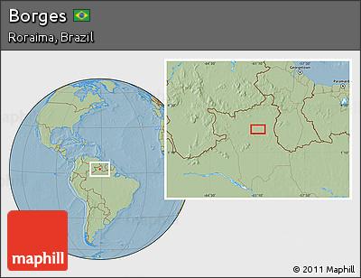 Savanna Style Location Map of Borges, hill shading