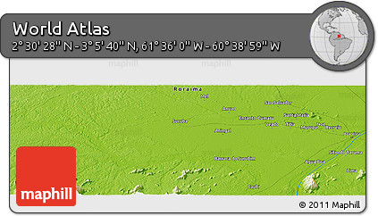 Physical Panoramic Map of the Area around 2° 48' 4" N, 61° 7' 30" W