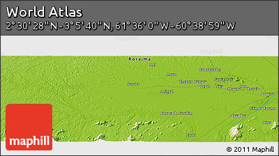Physical Panoramic Map of the Area around 2° 48' 4" N, 61° 7' 30" W