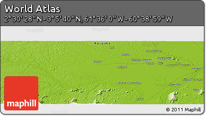 Physical Panoramic Map of the Area around 2° 48' 4" N, 61° 7' 30" W